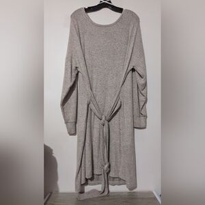 Le Chateau Sweater Dress Front Tie Oatmeal Heather Fall Winter Midi XXL